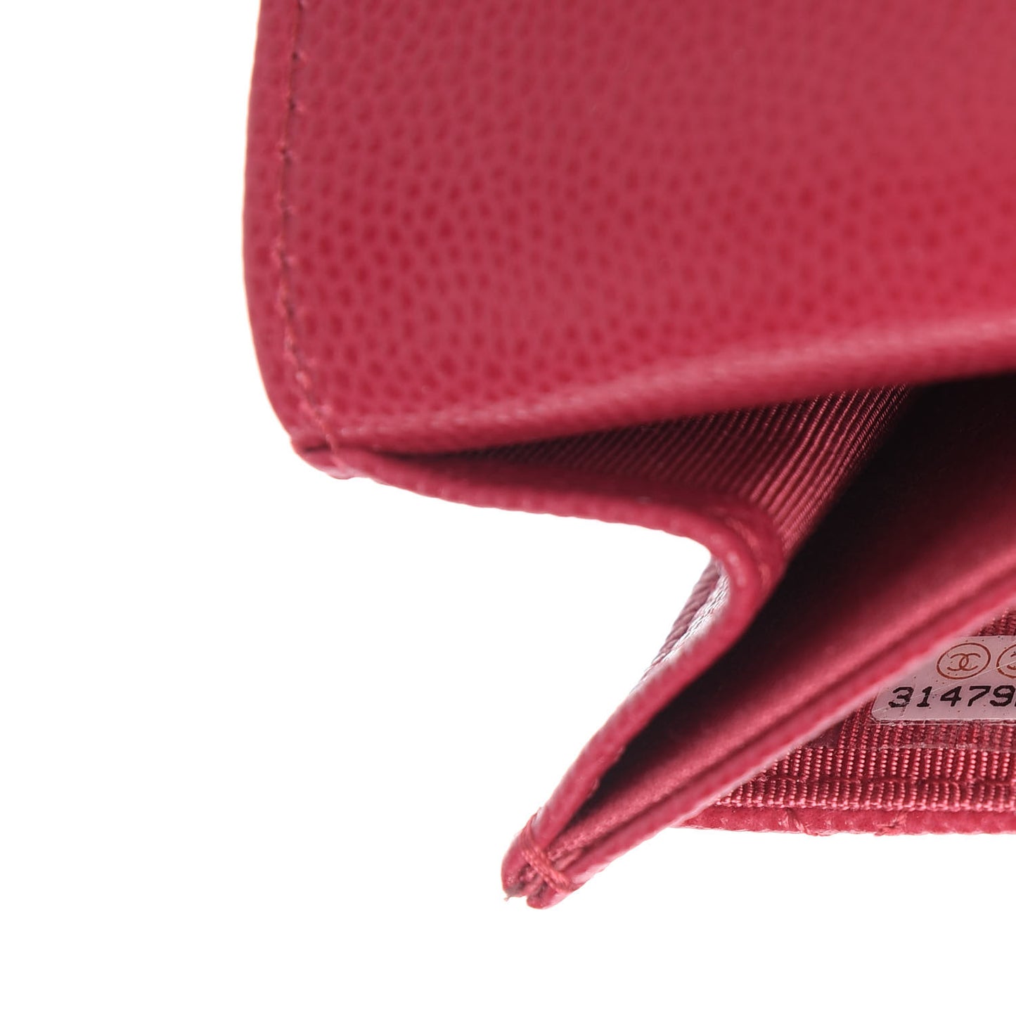 Caviar Quilted Flap Card Holder Wallet Dark Pink