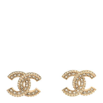 Chanel Crystal Timeless CC Earrings Light Gold 1 of 4