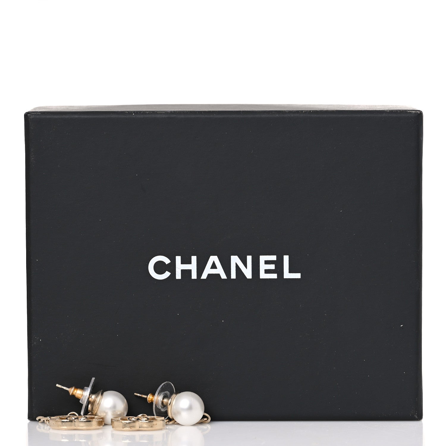 Chanel Pearl Crystal CC Long Drop Earrings Gold 5 of 5