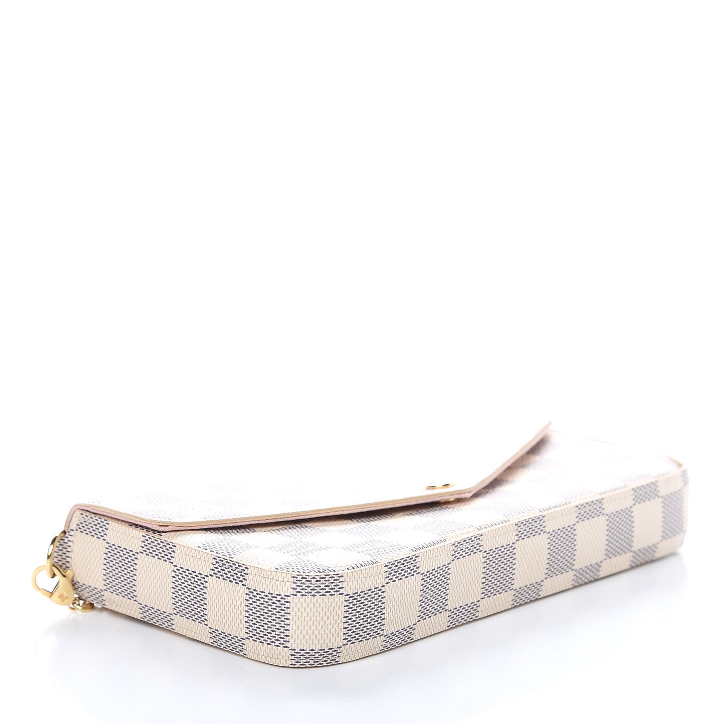 Damier Azur Pochette Felicie Chain Wallet Rose Ballerine