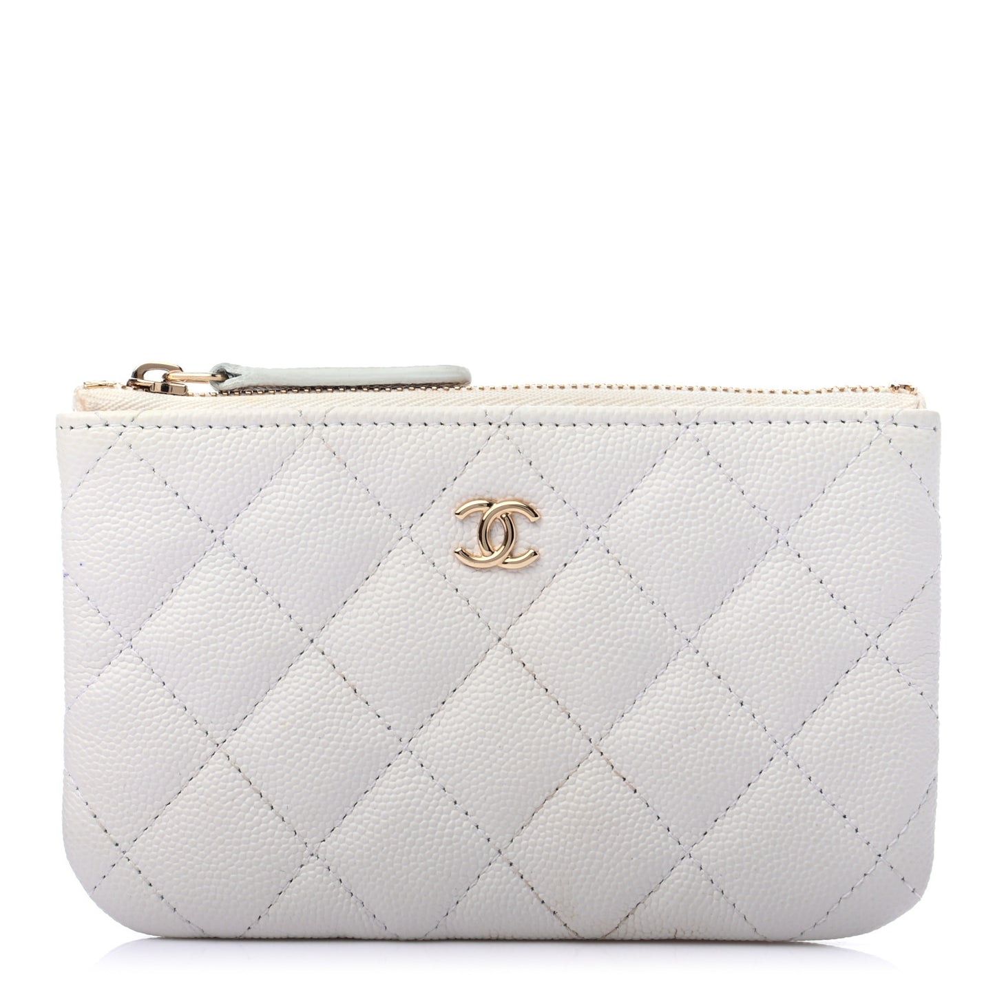 Caviar Quilted Small Cosmetic Case White