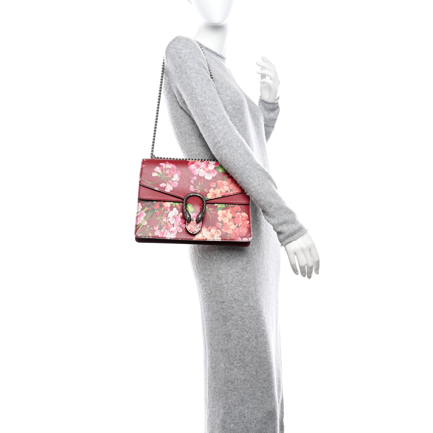 Calfskin Blooms Print Medium Dionysus Shoulder Bag Romantic Cherry Multicolor