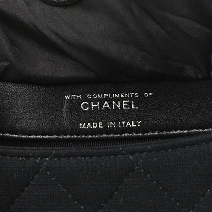 Chanel Jersey Fabric Quilted Foldable Tote With Chain Black Multicolor 6 of 14