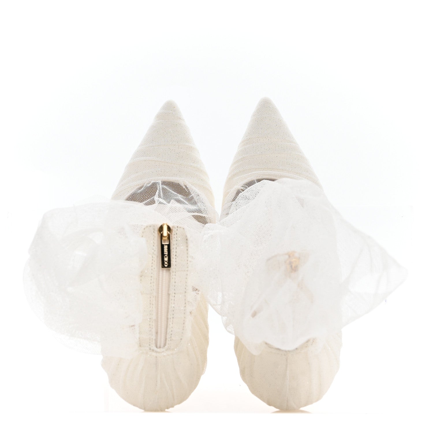 Jimmy Choo Satin Tulle Lavish 100 Pumps 38 White Silver 2 of 8
