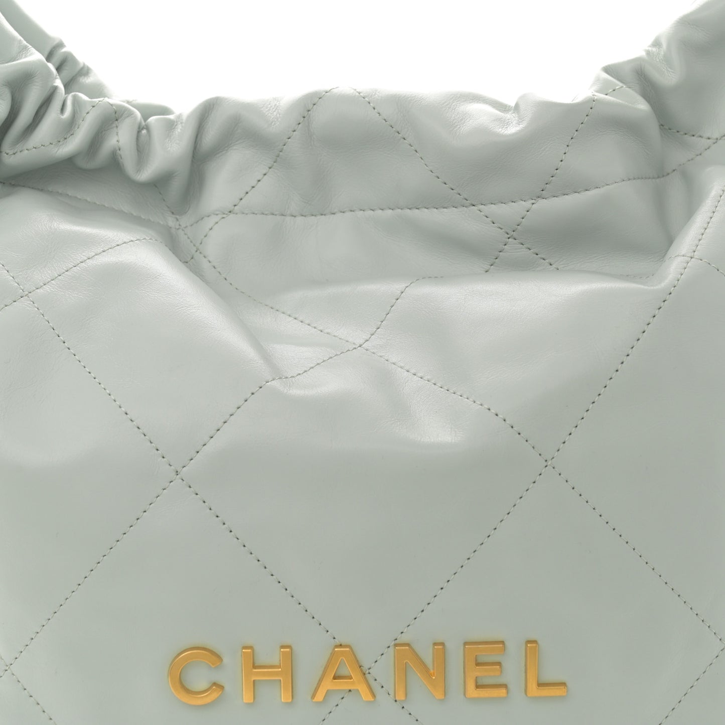 Shiny Calfskin Quilted Chanel 22 Light Blue