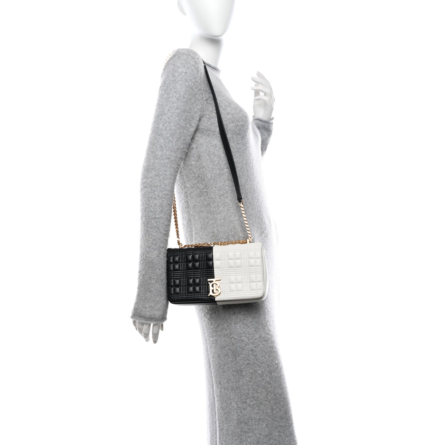 Lambskin Quilted Small Lola Bag White Black