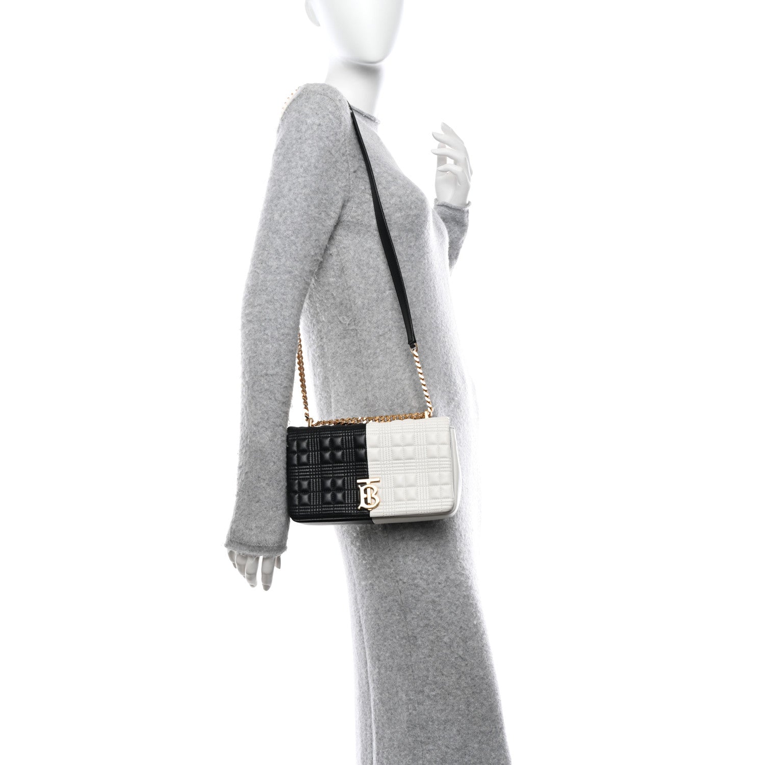 Burberry Lambskin Quilted Small Lola Bag White Black 2 of 12