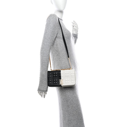 Burberry Lambskin Quilted Small Lola Bag White Black 2 of 12