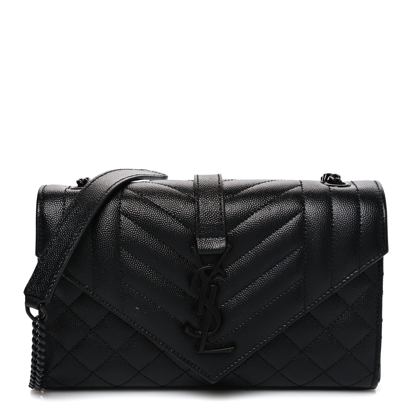 Grain De Poudre Textured Mixed Matelasse Triquilt Small Monogram Monochrome Satchel Black