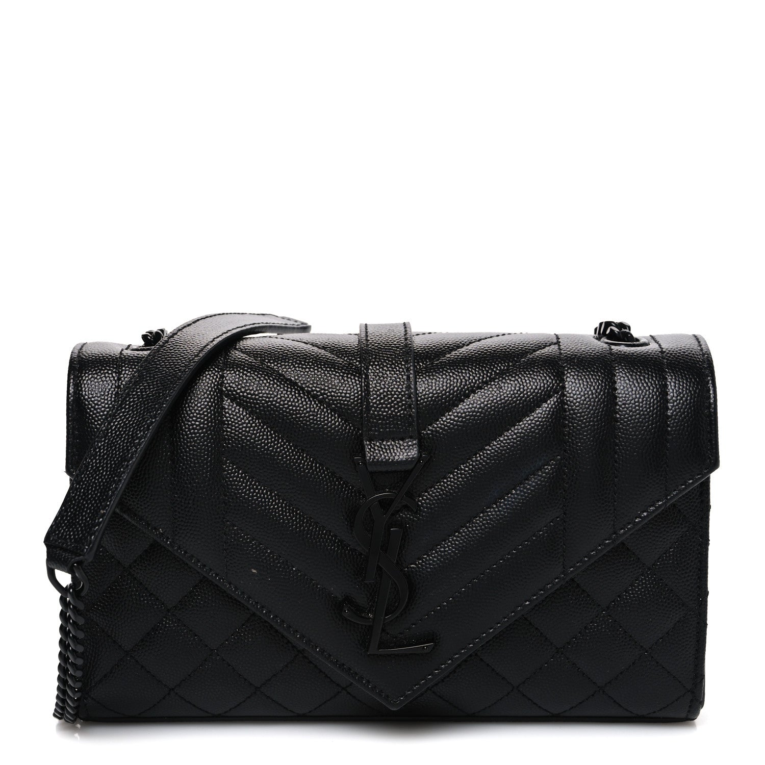 Saint Laurent Grain De Poudre Textured Mixed Matelasse Triquilt Small Monogram Monochrome Satchel Black 1 of 11