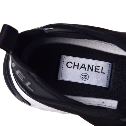 Chanel Velvet Calfskin Mixed Fibers CC Sneakers 40 Black 7 of 9