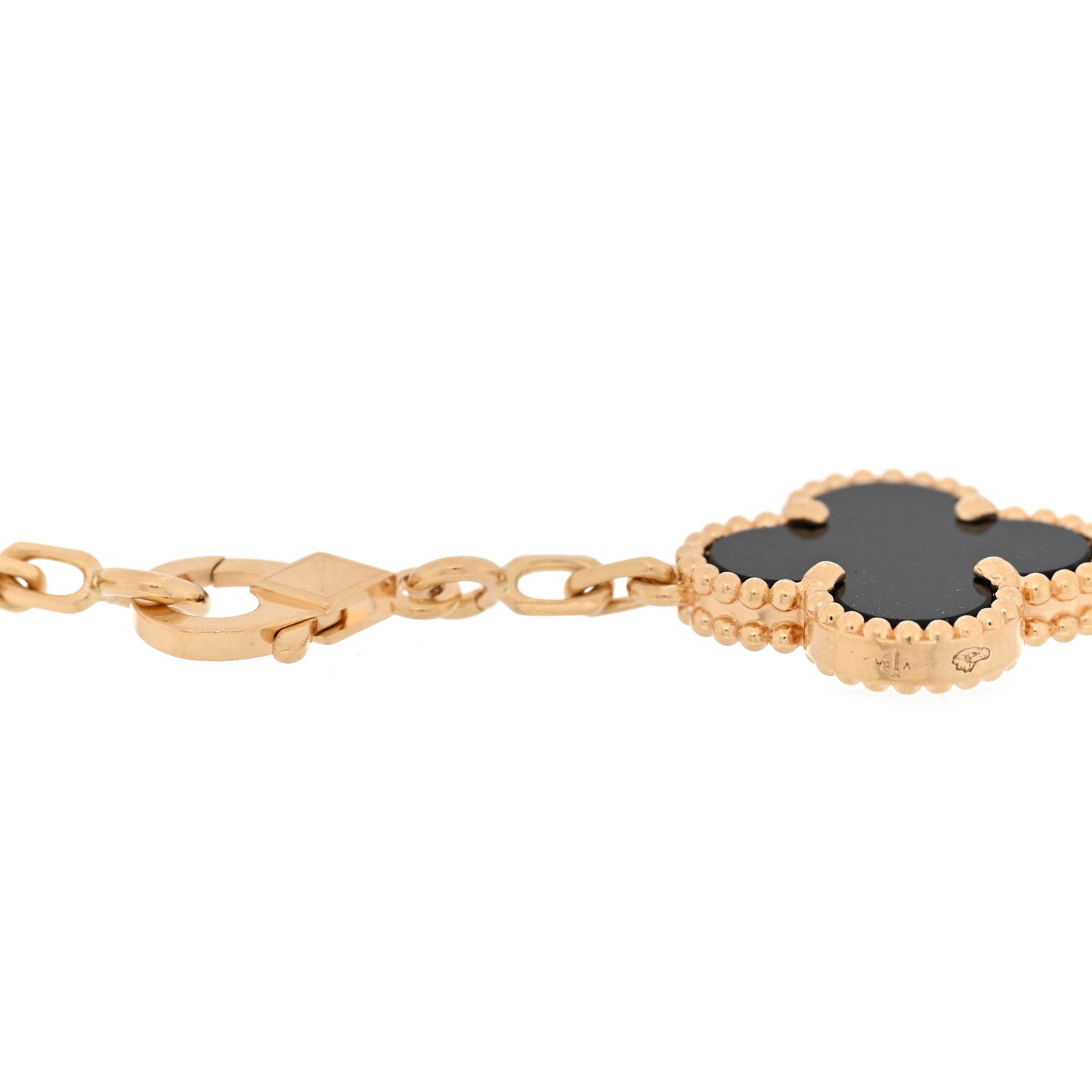 Van Cleef & Arpels 18K Yellow Gold Black Onyx 5 Motifs Vintage Alhambra Bracelet 3 of 4