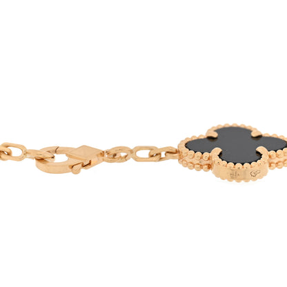Van Cleef & Arpels 18K Yellow Gold Black Onyx 5 Motifs Vintage Alhambra Bracelet 3 of 4