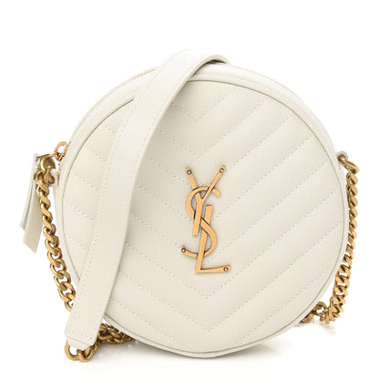 Saint Laurent Grain De Poudre Matelasse Chevron Quilted Round Vinyle Camera Bag Blanc Vintage 1 of 8