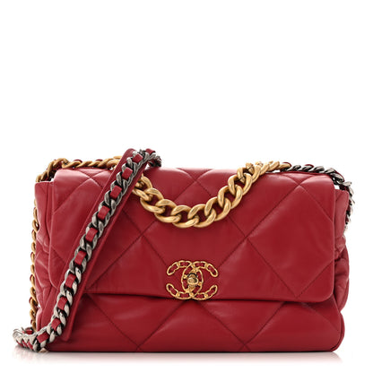 Chanel Goatskin Quilted Large Chanel 19 Flap Dark Pink 1 of 12