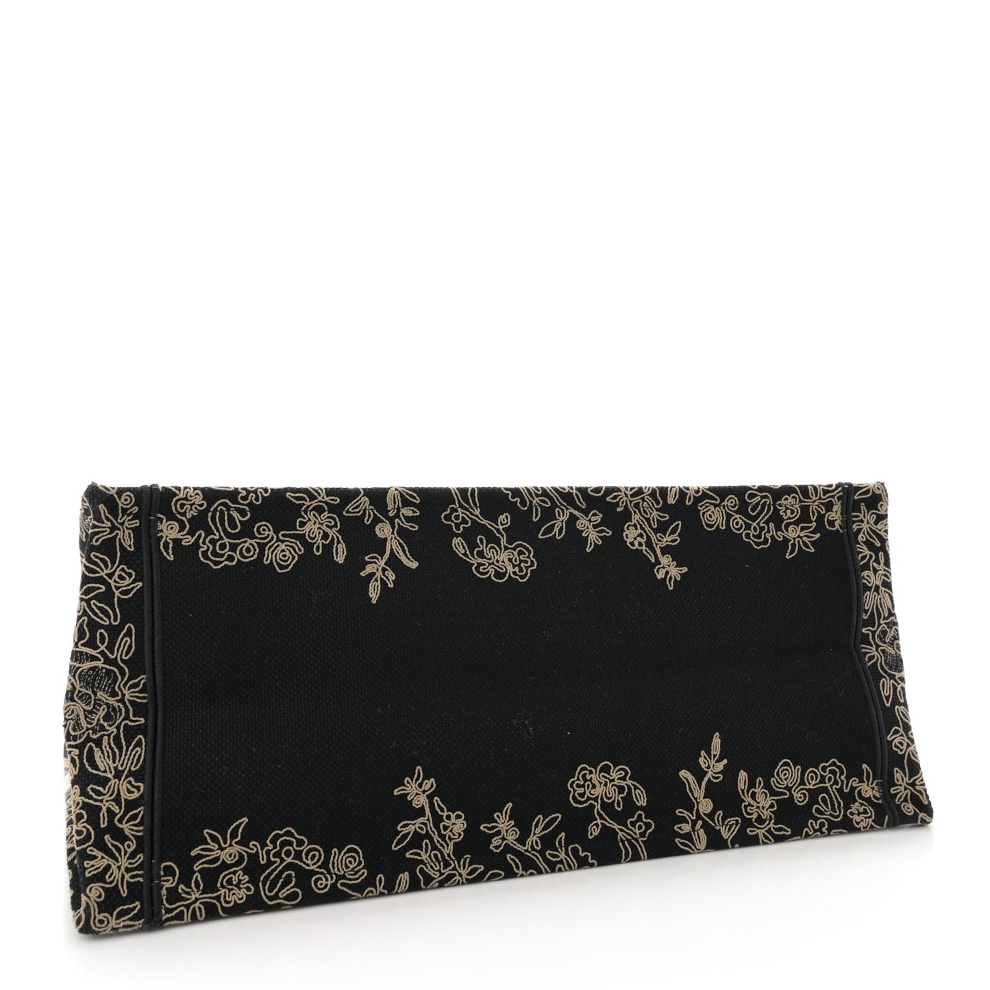 Canvas Embroidered Large Ornamental Cornely Book Tote Black Beige