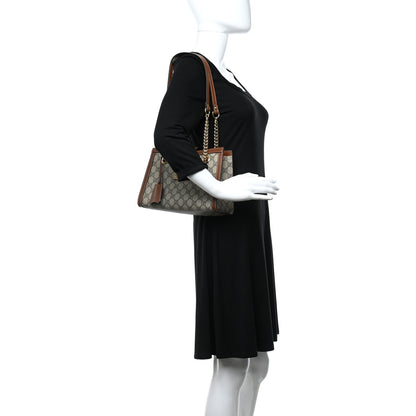 Gucci GG Supreme Monogram Calfskin Small Padlock Tote Beige Ebony Tuscany 3 of 10