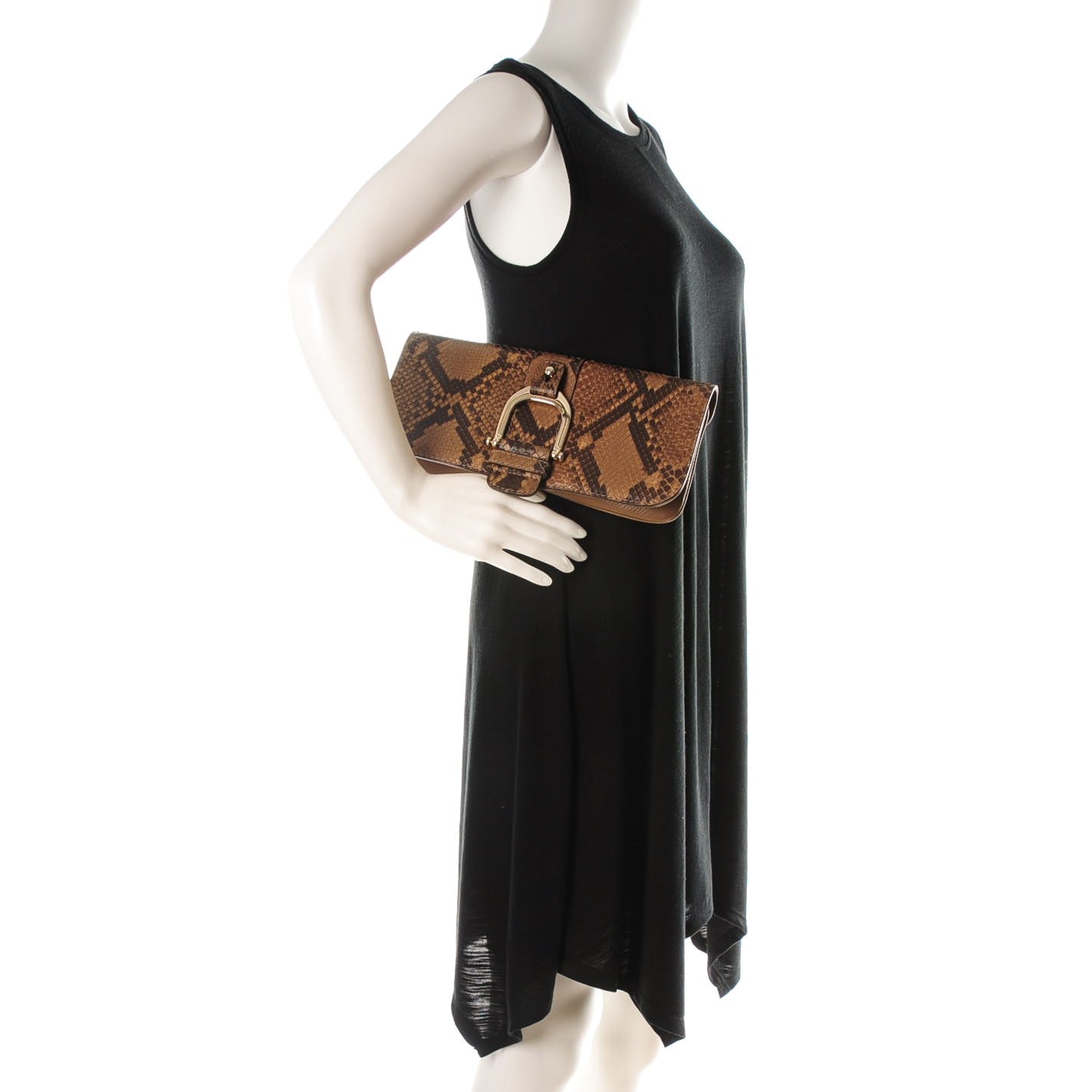 Python Deerskin Greenwich Clutch Brown