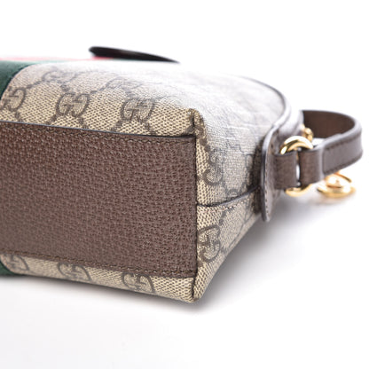 Gucci GG Supreme Monogram Textured Dollar Calfskin Web Small Ophidia Dome Shoulder Bag Beige Ebony New Acero 6 of 9