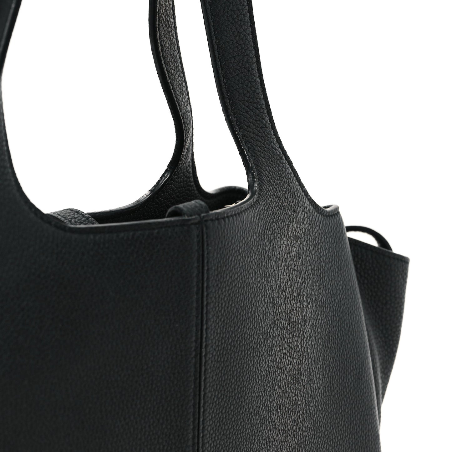 Baby Grained Calfskin Medium Tri-Fold Bag Black