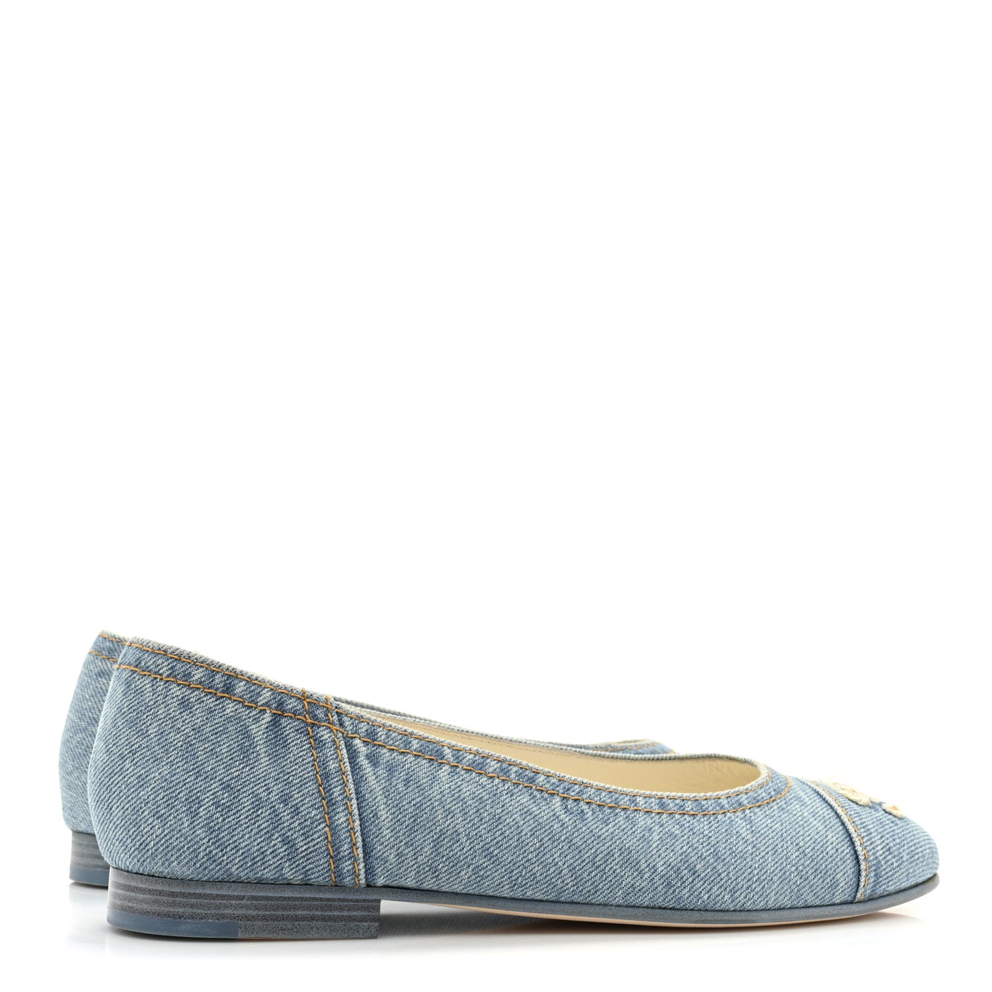 Denim CC Cap Toe Ballerina Flats 36.5 Light Blue