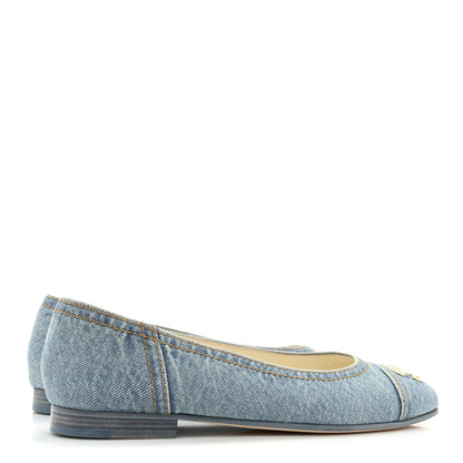Chanel Denim CC Cap Toe Ballerina Flats 36.5 Light Blue 4 of 8
