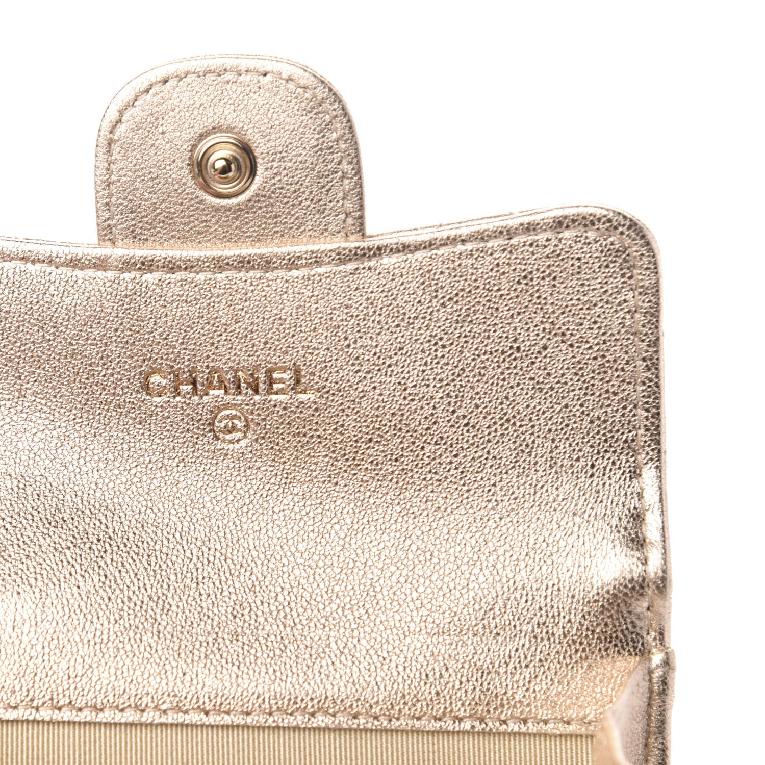 Chanel Metallic Lambskin Quilted Flap Card Holder Chain Wristlet Gold 6 of 7