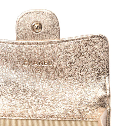 Chanel Metallic Lambskin Quilted Flap Card Holder Chain Wristlet Gold 6 of 7