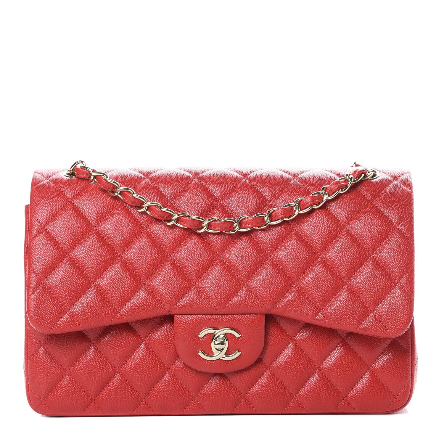 Chanel Caviar Quilted Jumbo Double Flap Red 1 of 11
