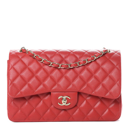 Chanel Caviar Quilted Jumbo Double Flap Red 1 of 11