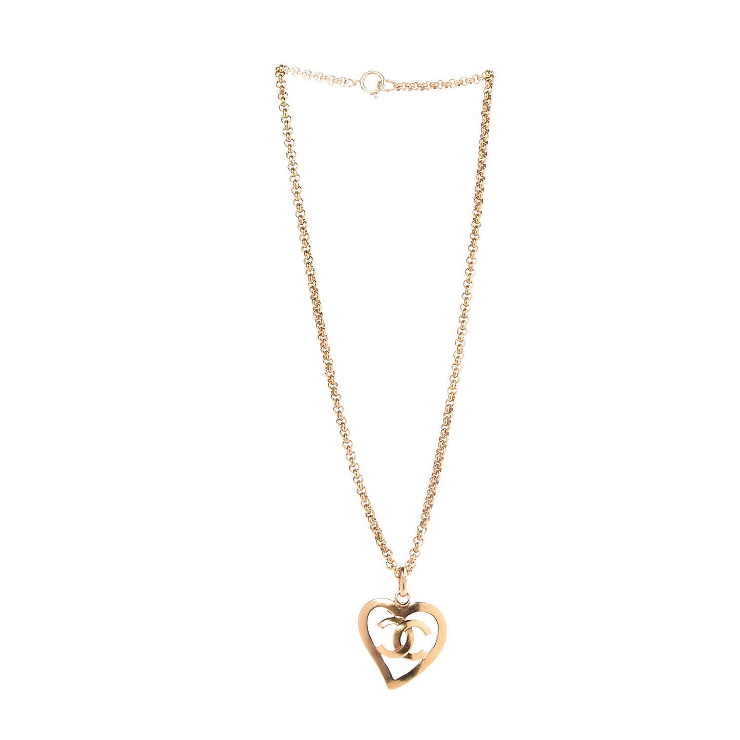 CC Heart Chain Pendant Necklace Gold