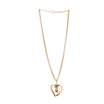 Chanel CC Heart Chain Pendant Necklace Gold 3 of 5