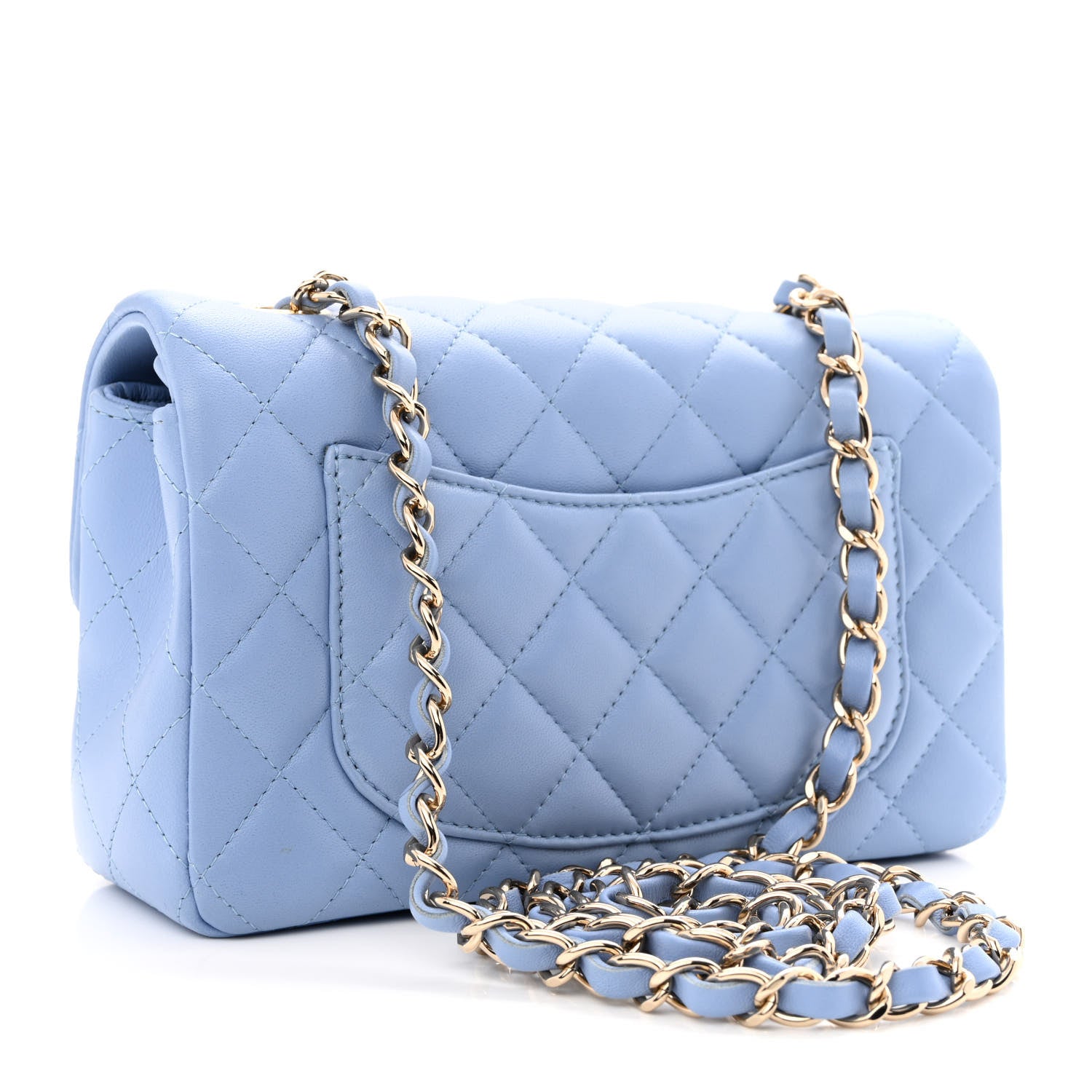 Chanel Lambskin Quilted Mini Rectangular Flap Light Blue 3 of 11