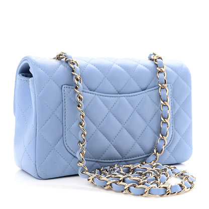 Chanel Lambskin Quilted Mini Rectangular Flap Light Blue 3 of 11