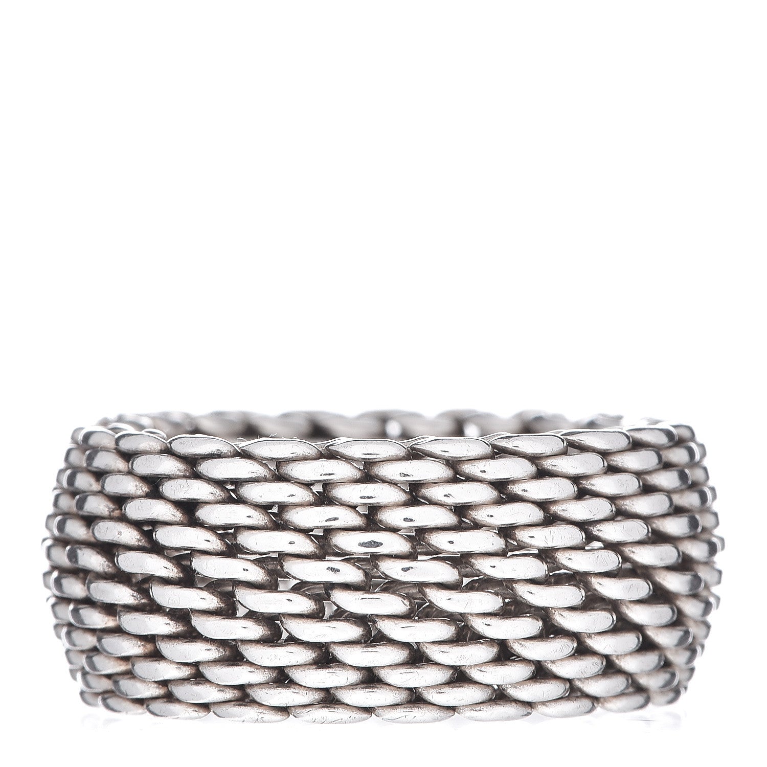 Tiffany Sterling Silver Mesh Somerset Ring 58 8.25 1 of 4