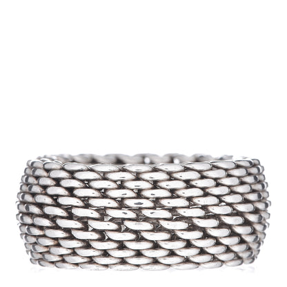 Tiffany Sterling Silver Mesh Somerset Ring 58 8.25 1 of 4