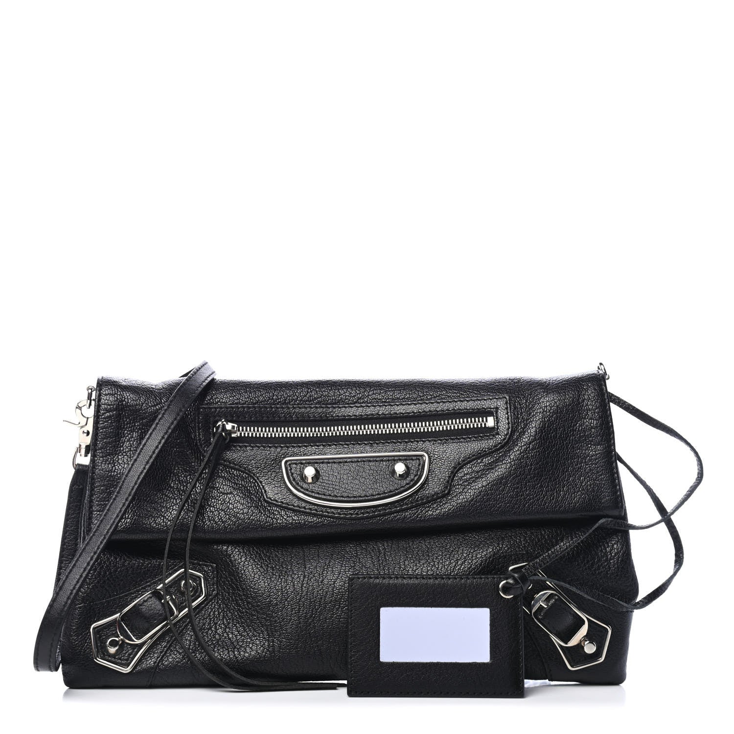 Balenciaga Chevre Silver Metallic Edge Hardware Envelope Clutch Black 1 of 4