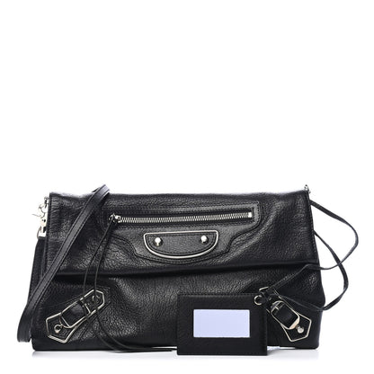 Balenciaga Chevre Silver Metallic Edge Hardware Envelope Clutch Black 1 of 4
