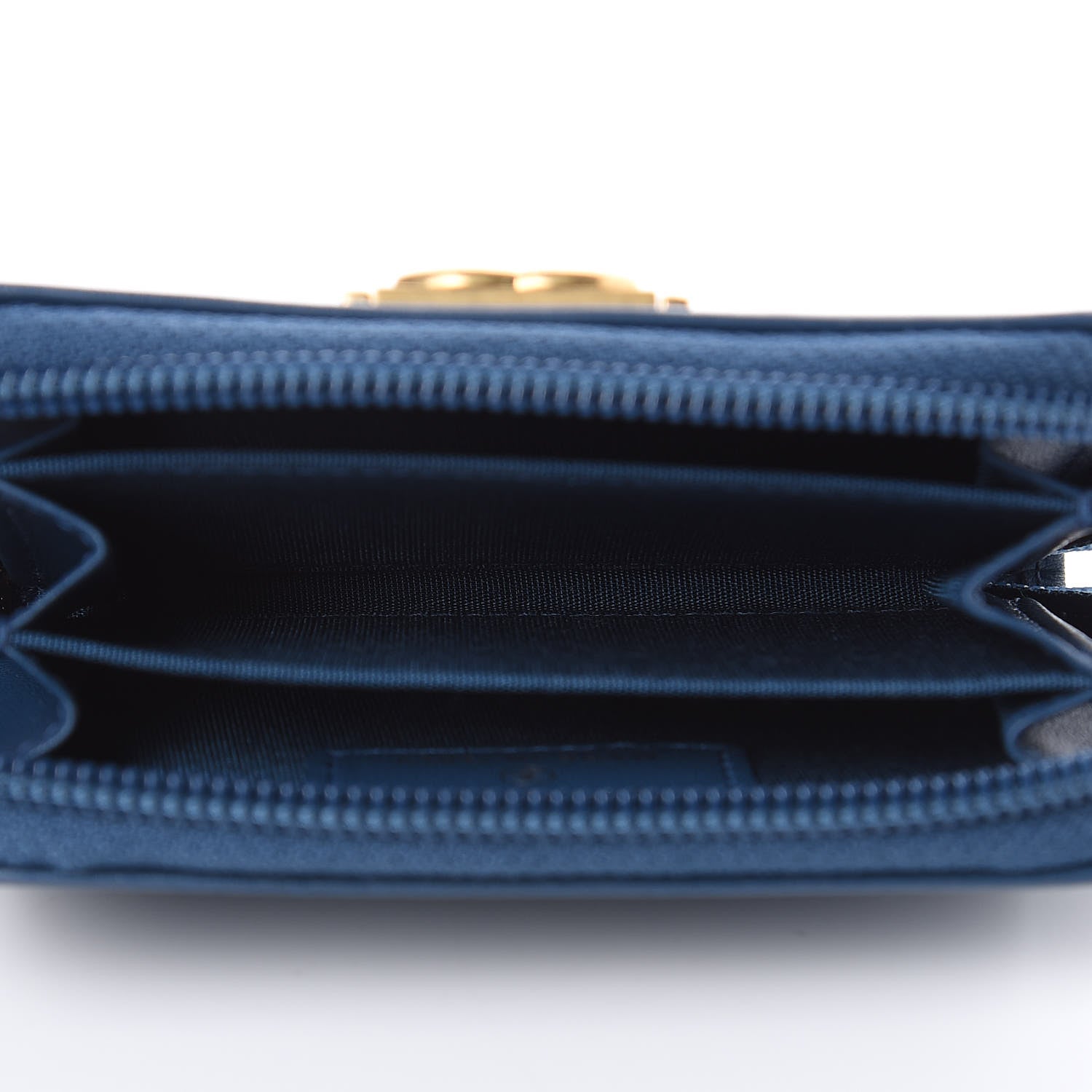 Chanel Lambskin Quilted Boy Zip Around Coin Purse Wallet Blue 5 of 8