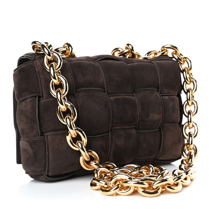 Bottega Veneta Suede Maxi Intrecciato Padded Chain Cassette Crossbody Bag Fondant 1 of 3