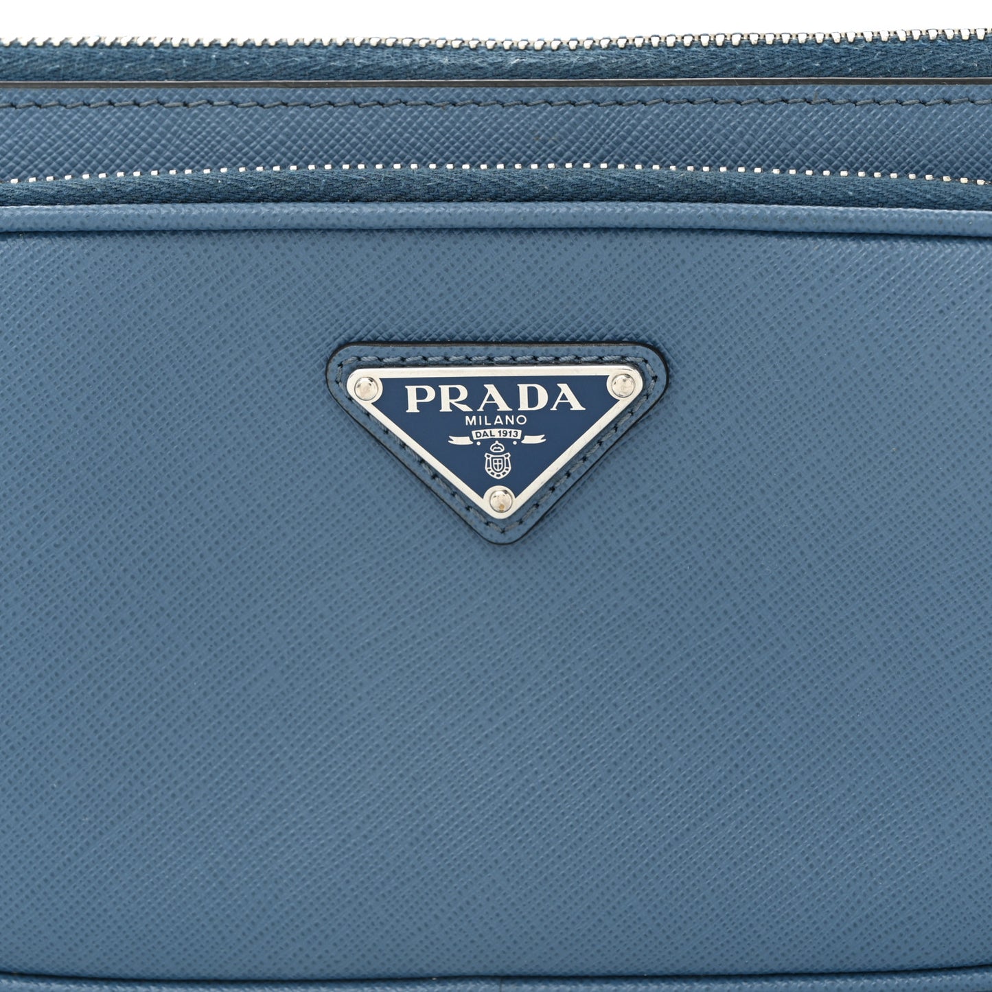 Saffiano Travel Double Zip Crossbody Belt Bag Cobalto