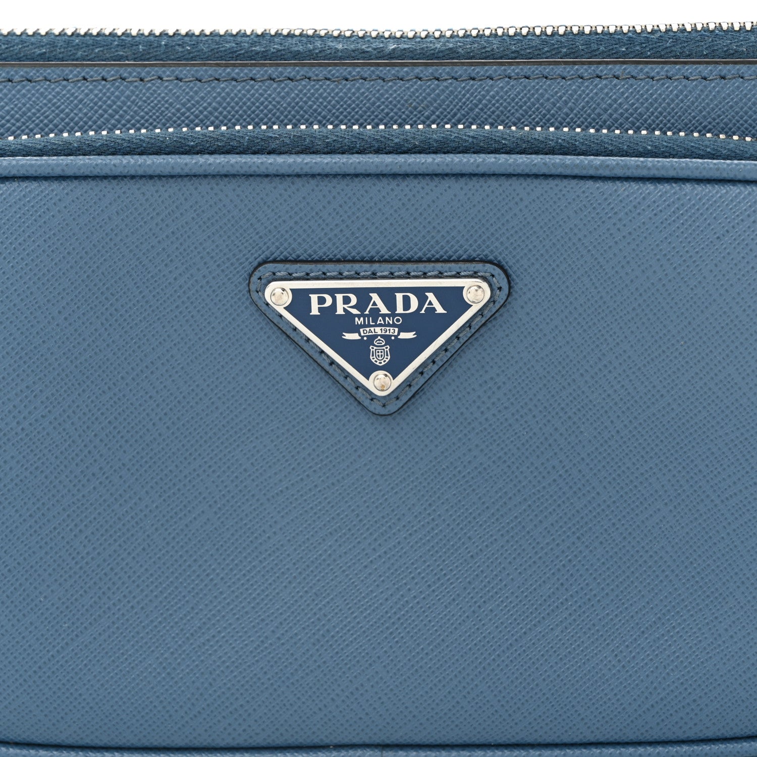 Prada Saffiano Travel Double Zip Crossbody Belt Bag Cobalto 7 of 10