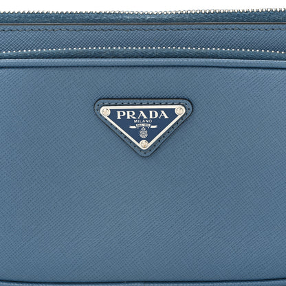 Prada Saffiano Travel Double Zip Crossbody Belt Bag Cobalto 7 of 10