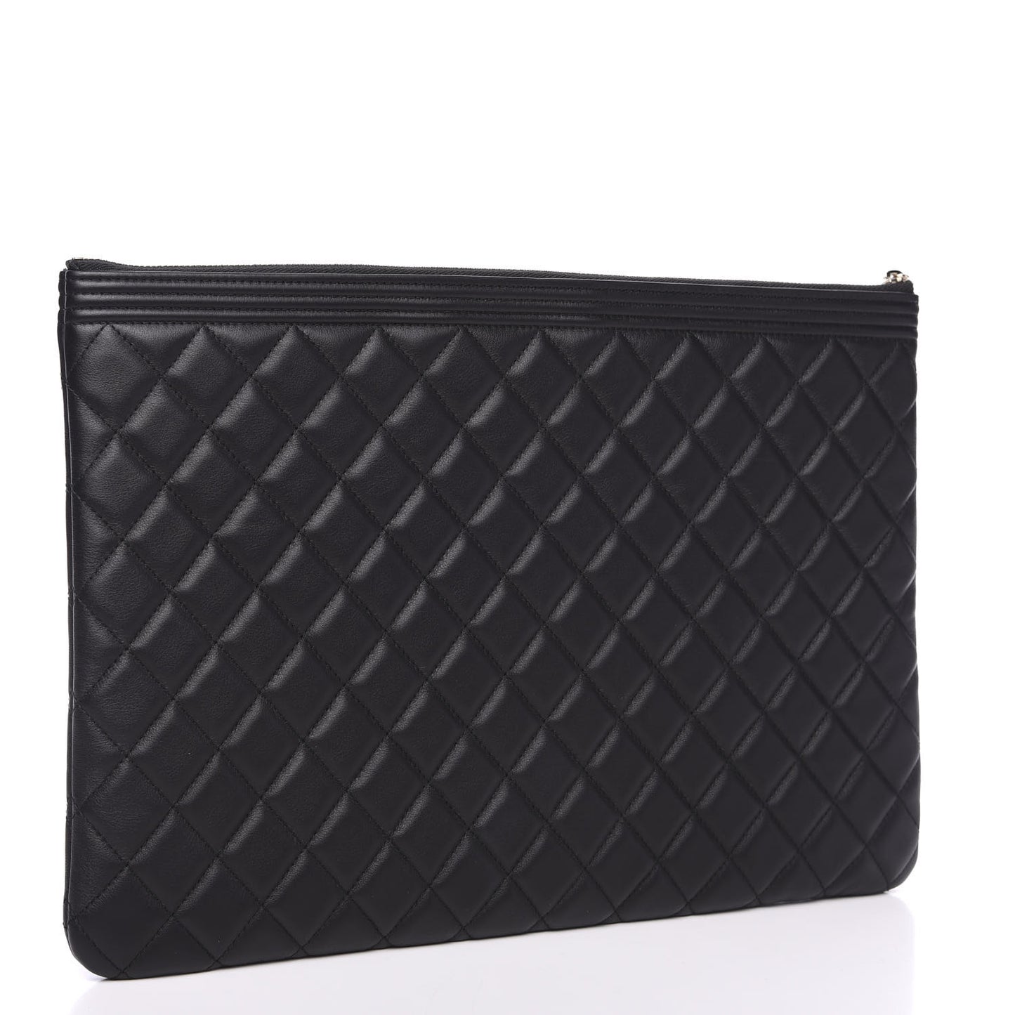 Lambskin Quilted Large Boy Cosmetic Case Black