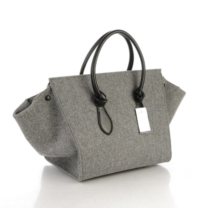 Celine Felt Calfskin Medium Tie Knot Tote Grey Black 3 of 8