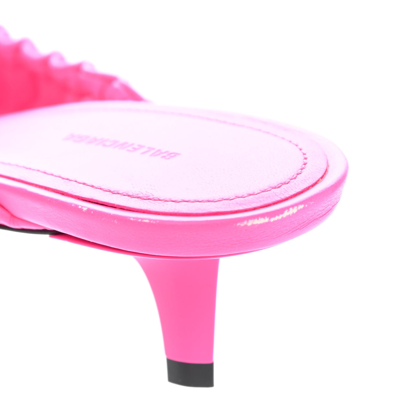 Smooth Nappa Pointed Toe Scrunch Knife 40mm Mules 38.5 Fluo Pink