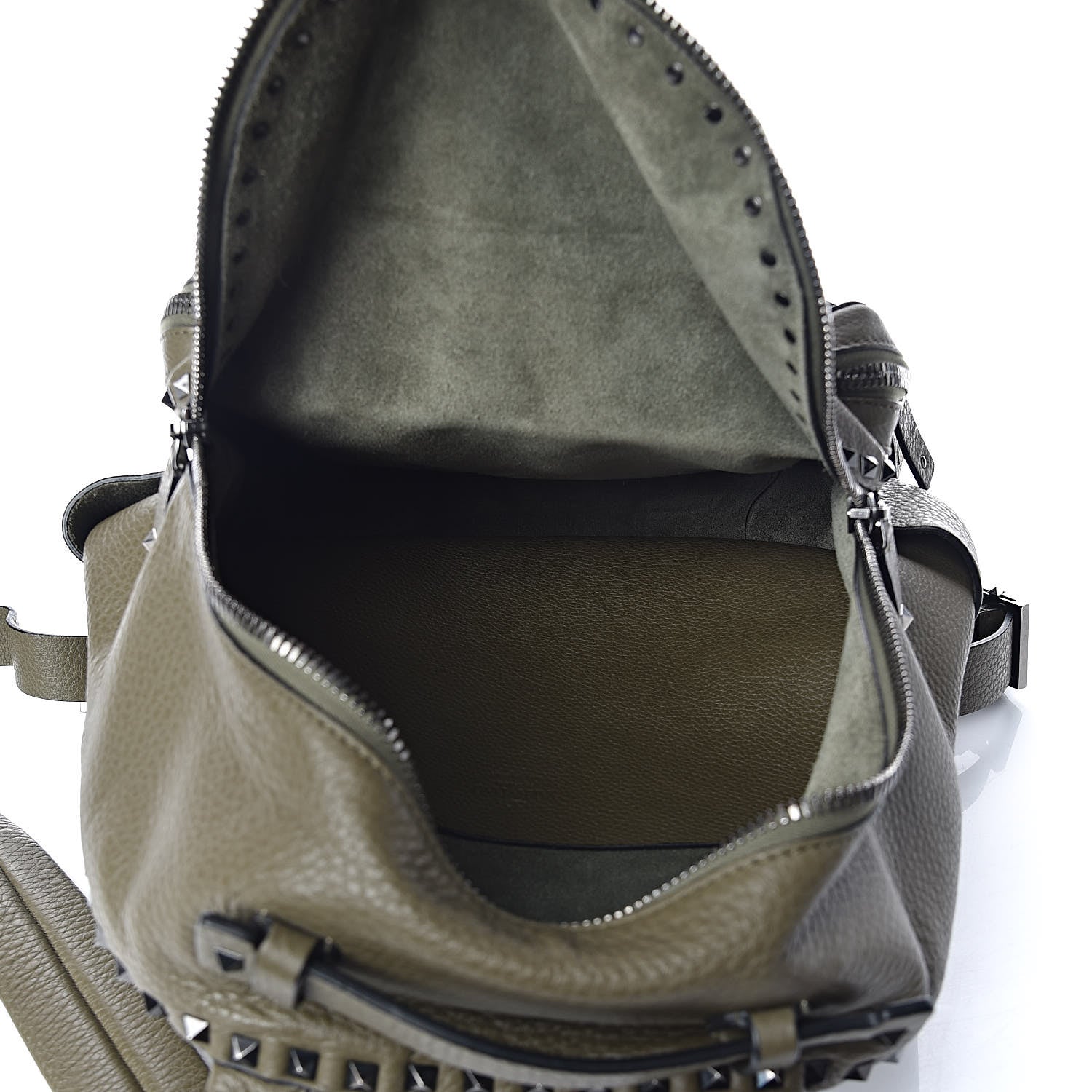 Valentino Garavani Grained Calfskin Medium Rockstud Backpack Army Green 5 of 9