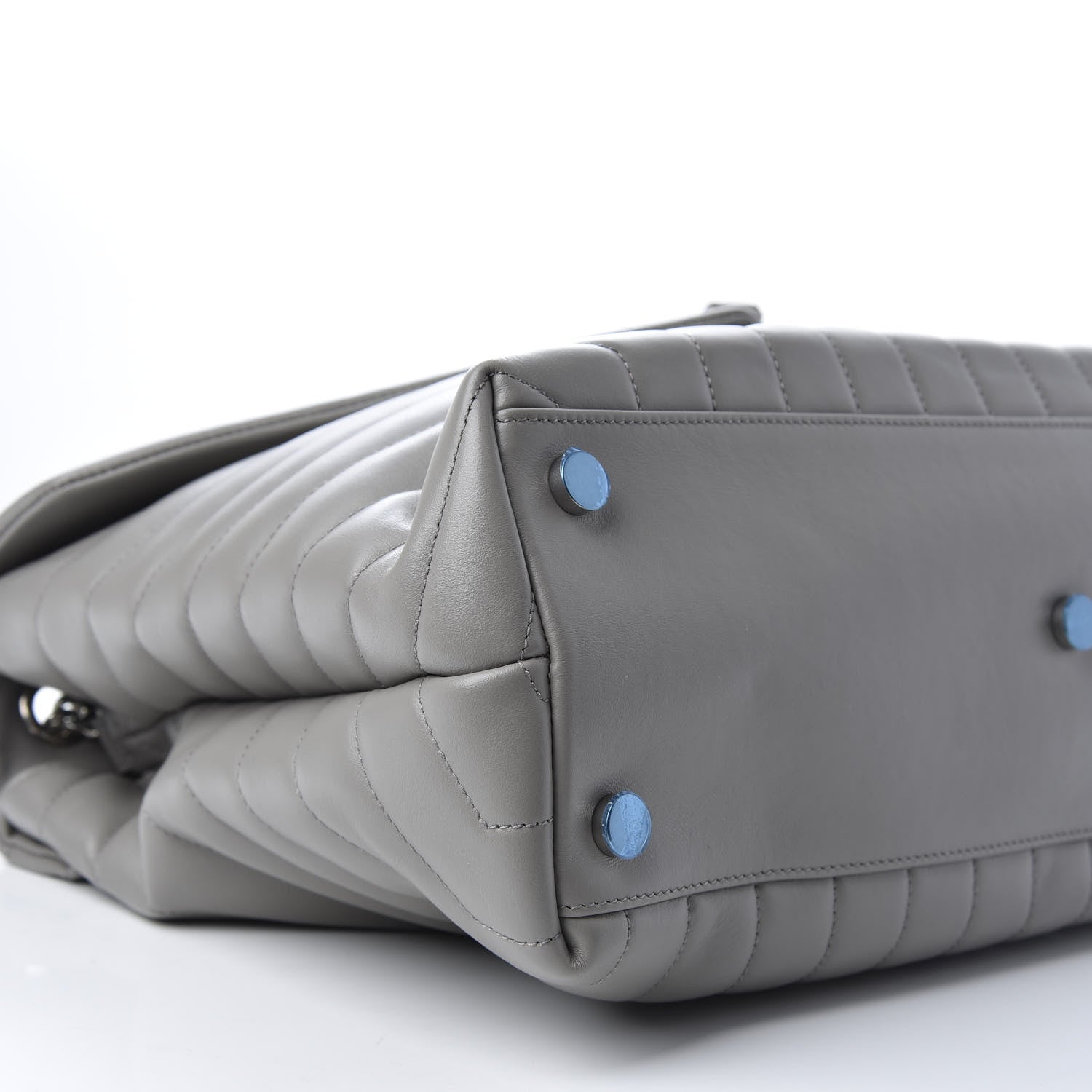 Saint Laurent Calfskin Y Quilted Monogram Large Loulou Chain Satchel Light Grey 10 of 13