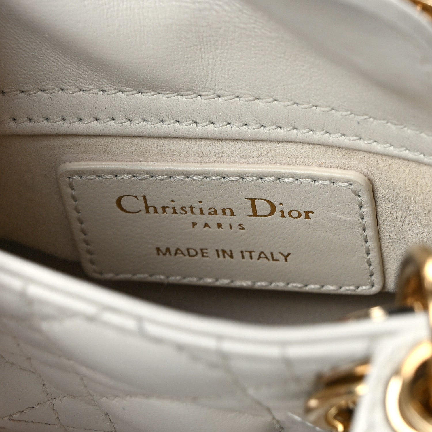Christian Dior CHRISTIAN DIOR Lambskin Cannage Micro Lady Dior White 6 of 16