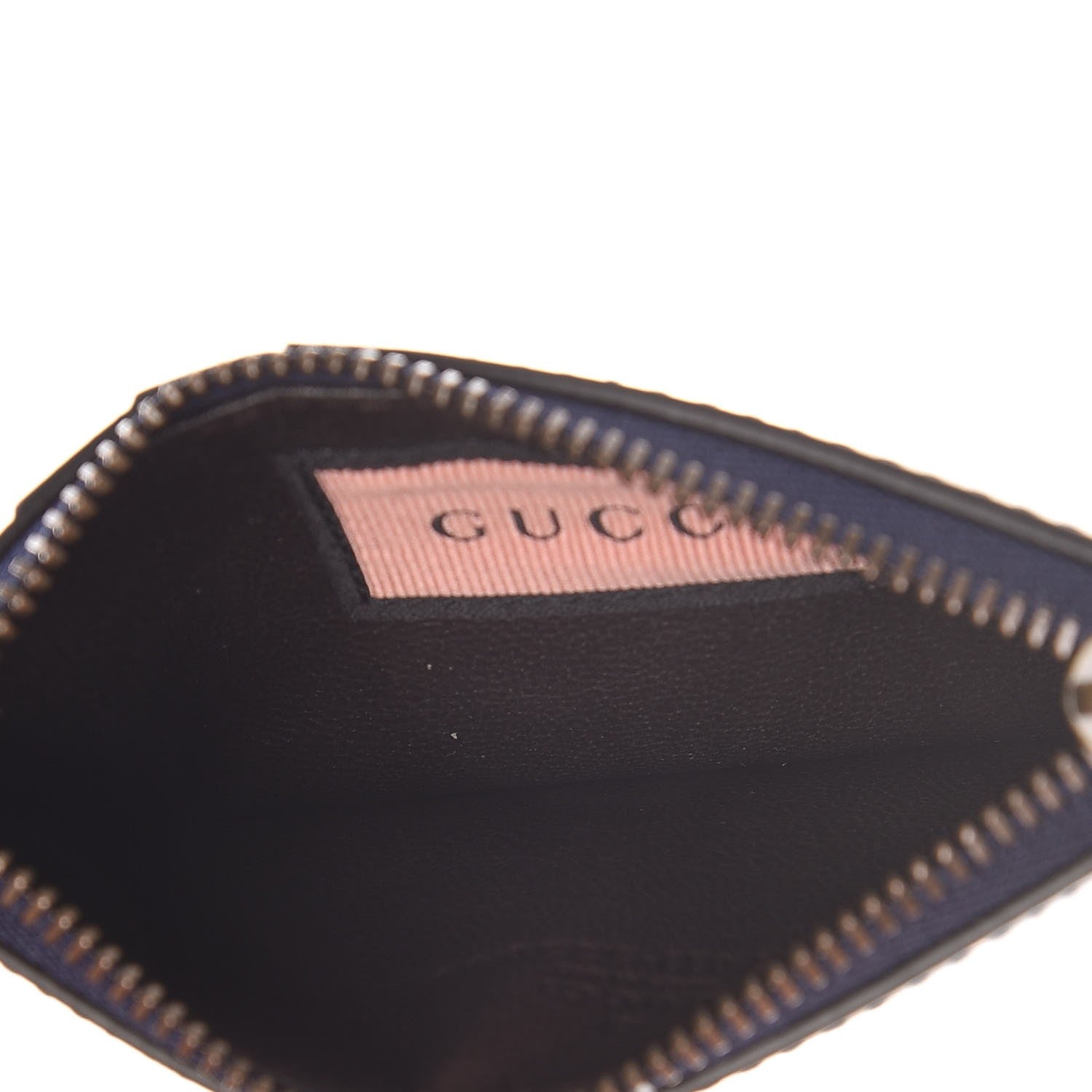 Gucci Calfskin GucciGhost Coin Case Card Holder Blue Agata Hibiscus Red 5 of 9
